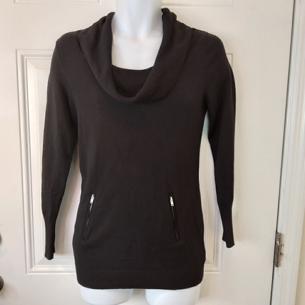 (3/$20) It's Our Time black long sleeve cowl neck sweater with zippered pockets